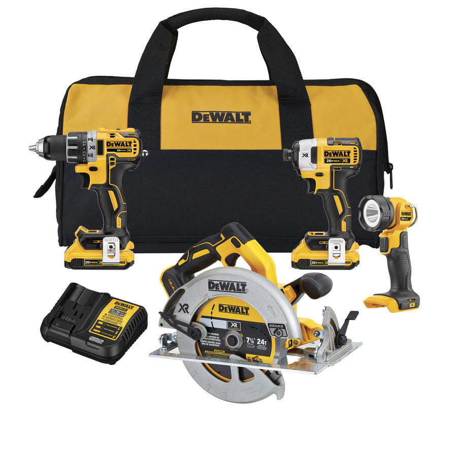 Dewalt Xr 4 Tool 20 Volt Max Lithium Ion Brushless Power Tool Combo Kit Charger Included And 2 