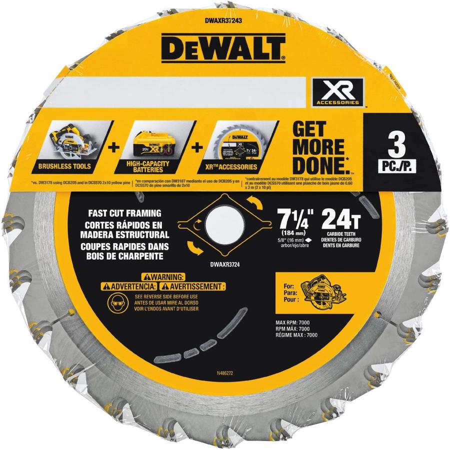 DEWALT 3Pack 71/4in 24Tooth Carbide Circular Saw Blade at