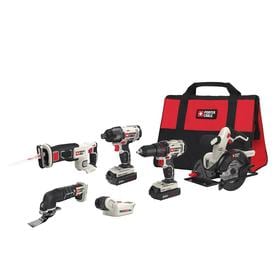 PORTER-CABLE 6-Tool 20-Volt Max Power Tool Combo Kit with Soft Case (Charger Included and 2-Batteries Included)