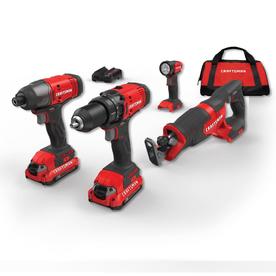 CRAFTSMAN V20 4-Tool 20-volt Max Lithium Ion (Li-ion) Cordless Combo Kit, missing one battery 