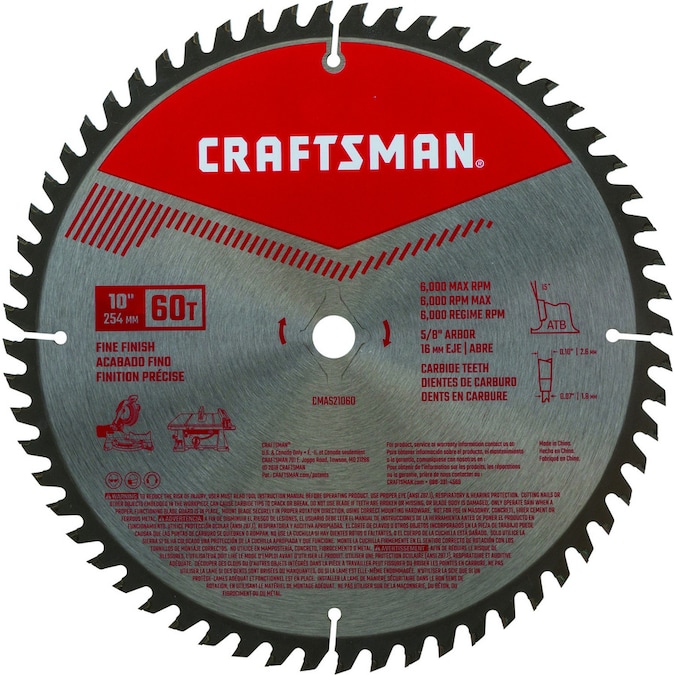 Craftsman 10 In 60 Tooth Carbide Miter Table Saw Blade In The Circular Saw Blades Department At Lowes Com