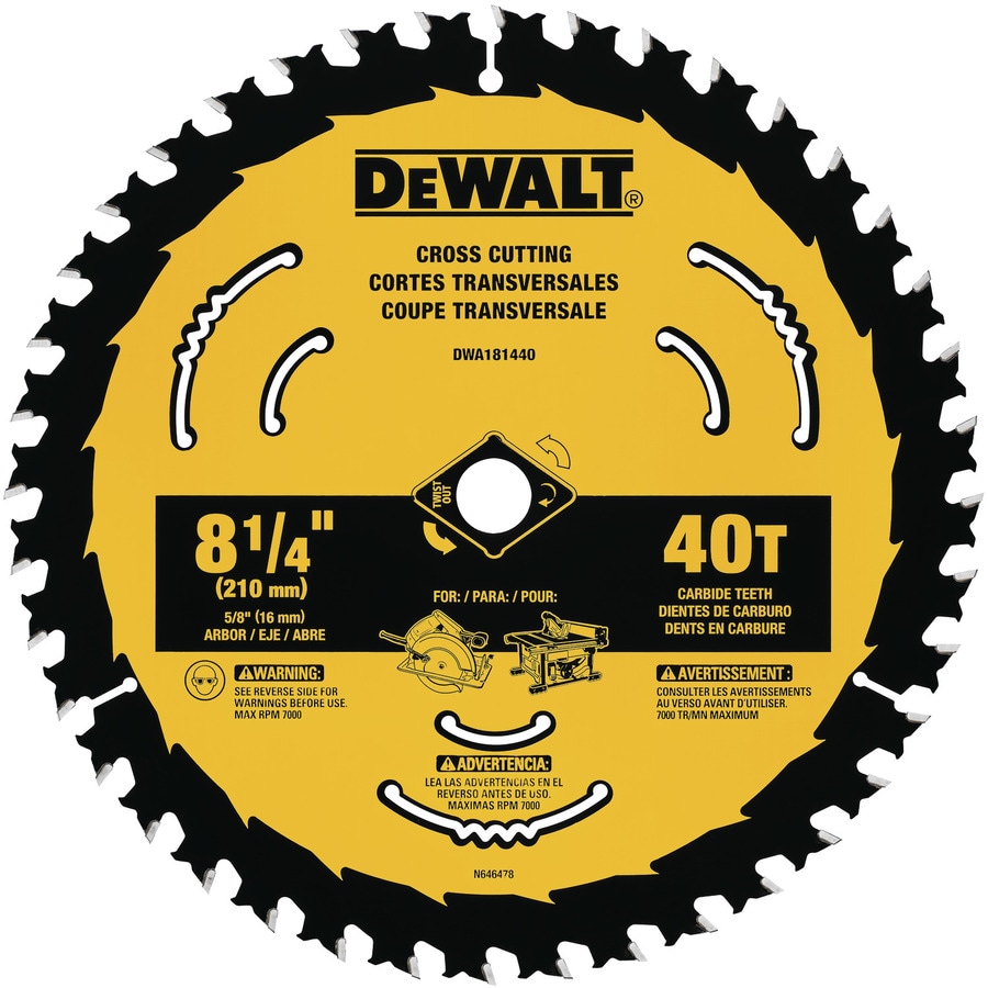 Dewalt 8 14 In 40 Tooth Tungsten Carbide Tipped Steel Circular Saw