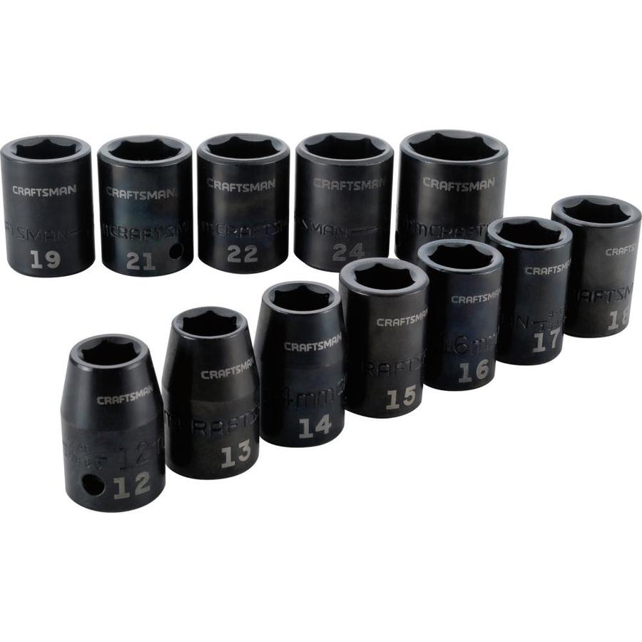 Craftsman 12 Piece 1 2 In Drive Shallow 6 Point Metric Impact Socket