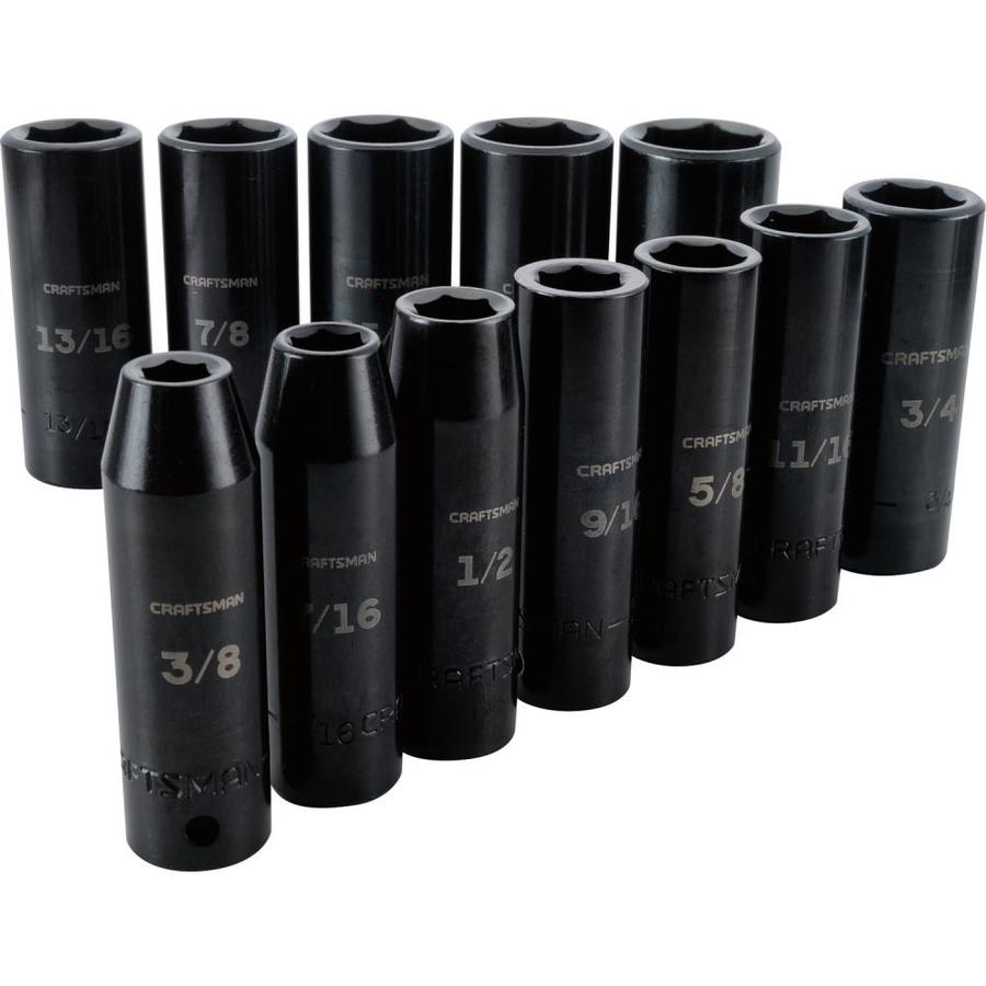 Craftsman 12 Piece 12 In Drive Deep 6 Point Standard Impact Socket Set At