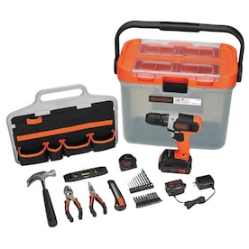 Black & Decker BCKSB29C1 20V MAX Lithium-Ion Cordless Drill with 28-Piece Home Project Kit in Translucent Tool Box (1.5 Ah)