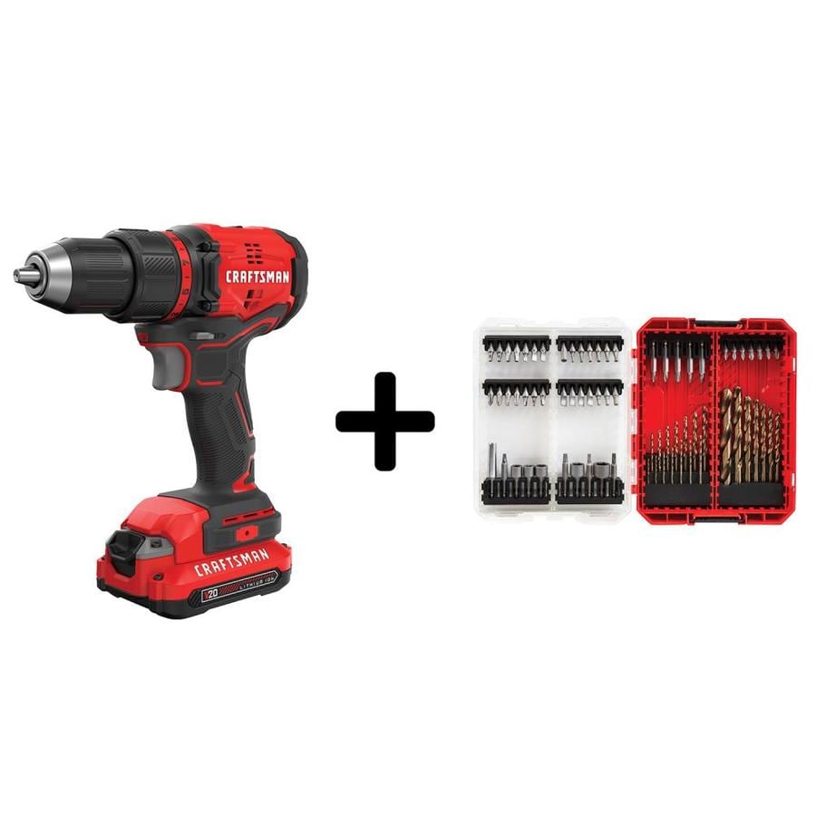 CRAFTSMAN 20V MAX Compact BRUSHLESS DR/DRV Kit + 85 PC Drilling and ...