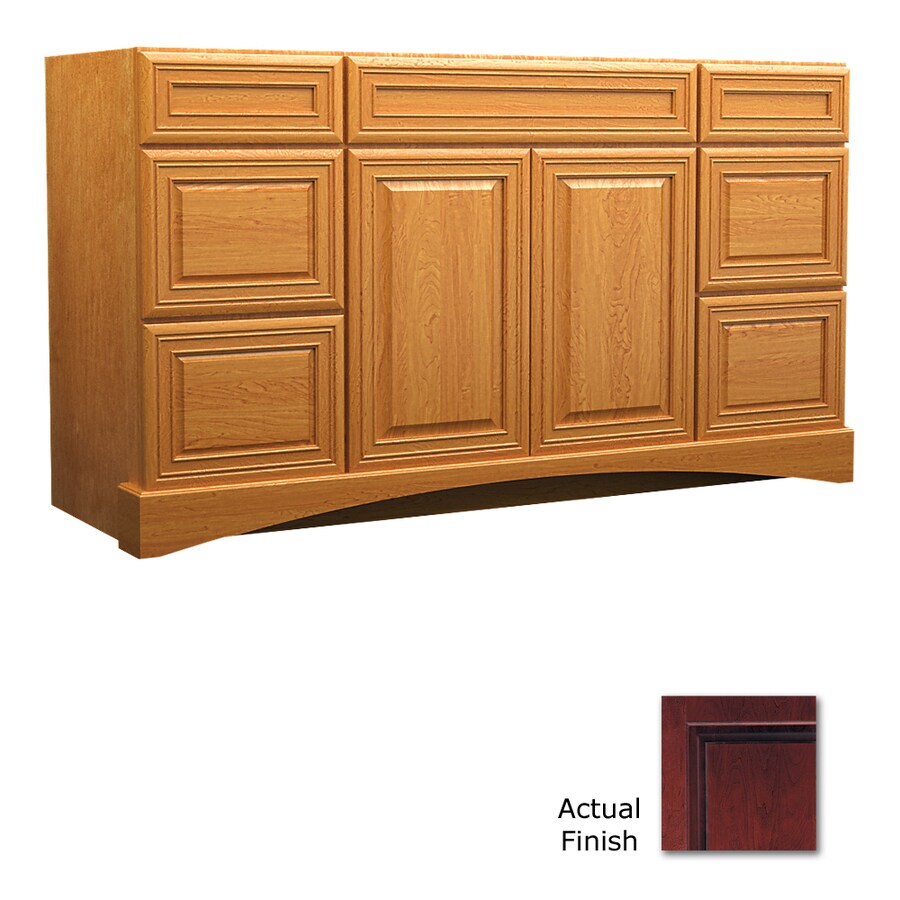 KraftMaid VCD482134.6.S5C3A98 Summerfield Bartlett 48-in Cabernet Bathroom Vanity Base Cabinet without Top