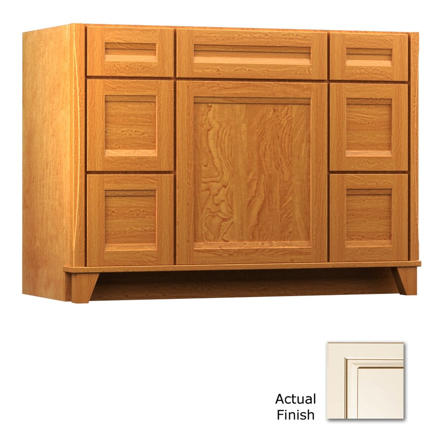 KraftMaid 48in Canvas with Cocoa Glaze Bathroom Vanity at