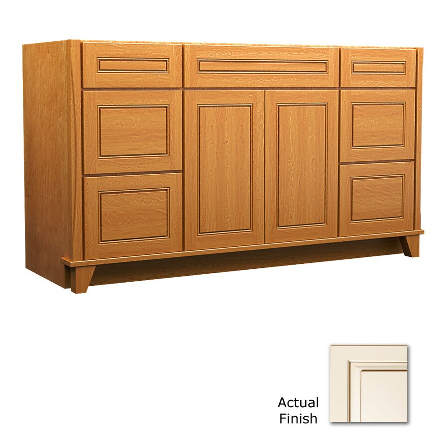 KraftMaid 60in Canvas with Cocoa Glaze Bathroom Vanity at
