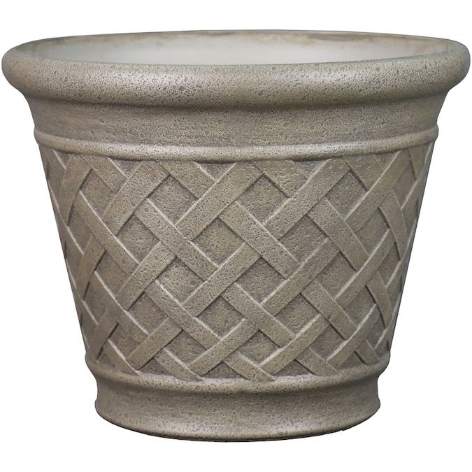 style selections 18.43-in w x 15.91-in h sand resin planter in the pots