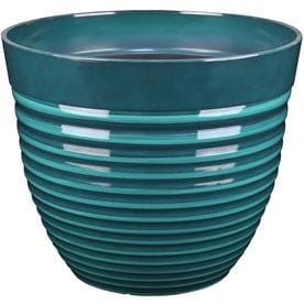 allen + roth 13.91-in W X 11.93-in H Teal Resin Planter