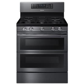 Samsung 5-Burner 3.4-cu ft / 2.3-cu ft Self-Cleaning Double Oven Convection Gas Range (Fingerprint-Resistant Black Stainless Steel) (Common: 30-in; Actual 29.9375-in)