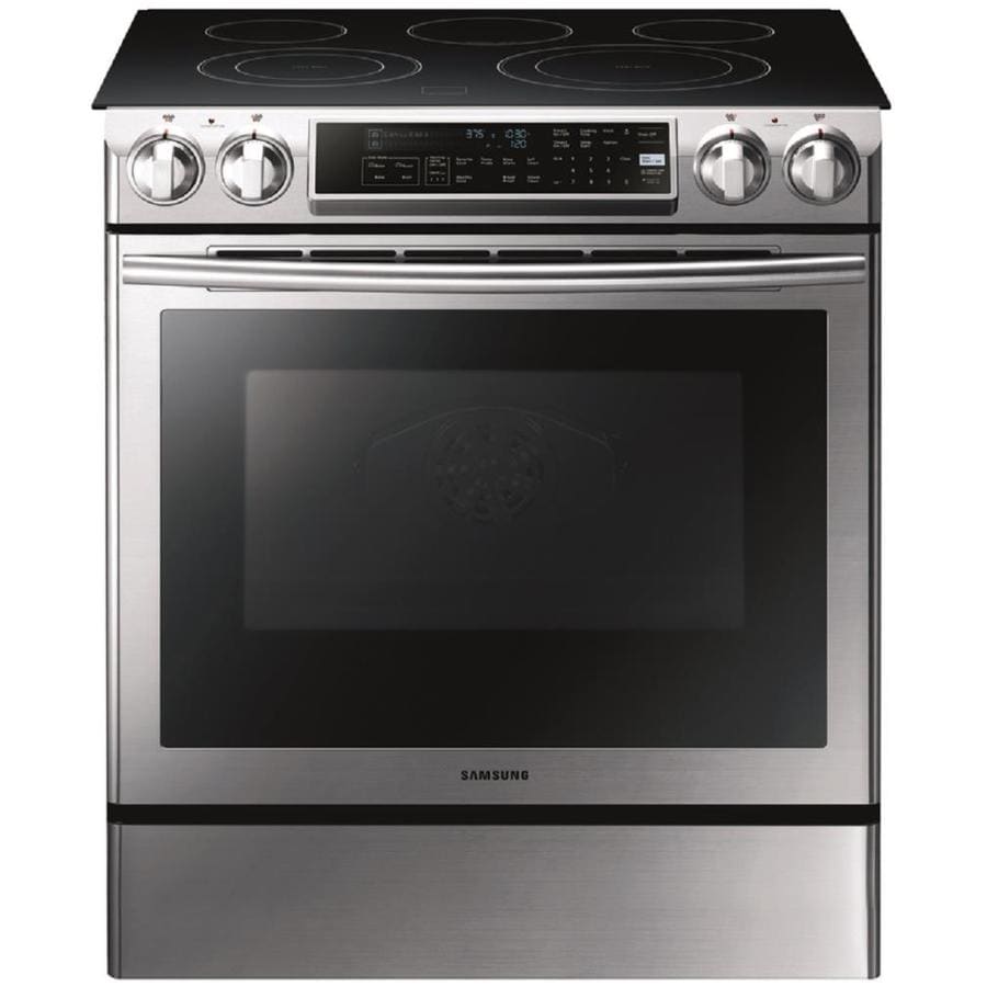 Samsung Smooth Surface 5-Element 5.8-cu ft Self-Cleaning True Convection Slide-in Electric Range (Stainless Steel) (Common: 30-in; Actual: 29.8-in)
