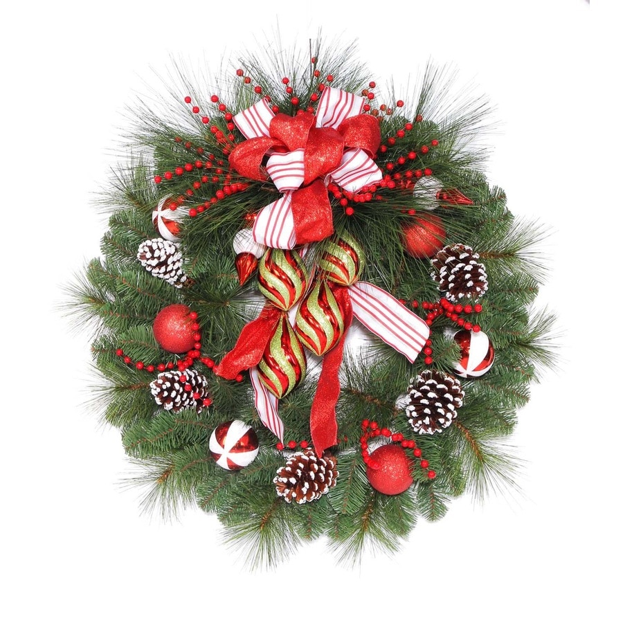 Holiday Living 30-in Green Berry Artificial Christmas Wreath Unlit in ...