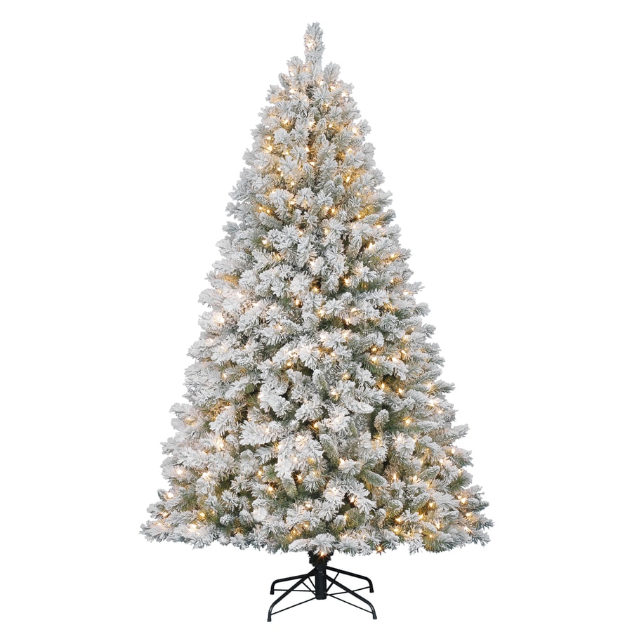 Holiday Living 7-ft Pre-Lit Flocked Artificial Christmas Tree with 500 ...