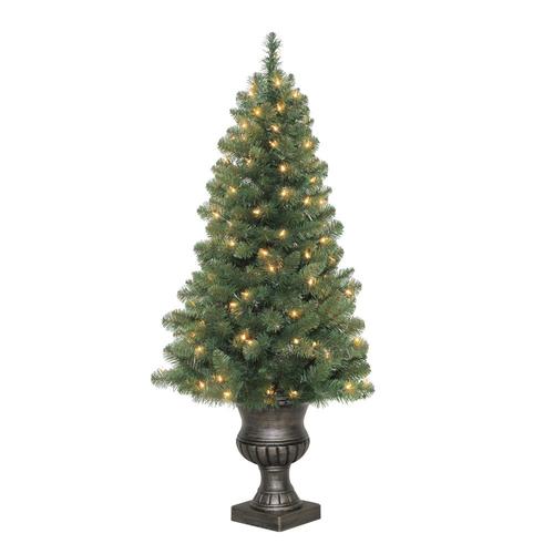 Holiday Living 4-ft Pre-Lit Arctic Pine Artificial Christmas Tree with 100 Constant White Clear ...