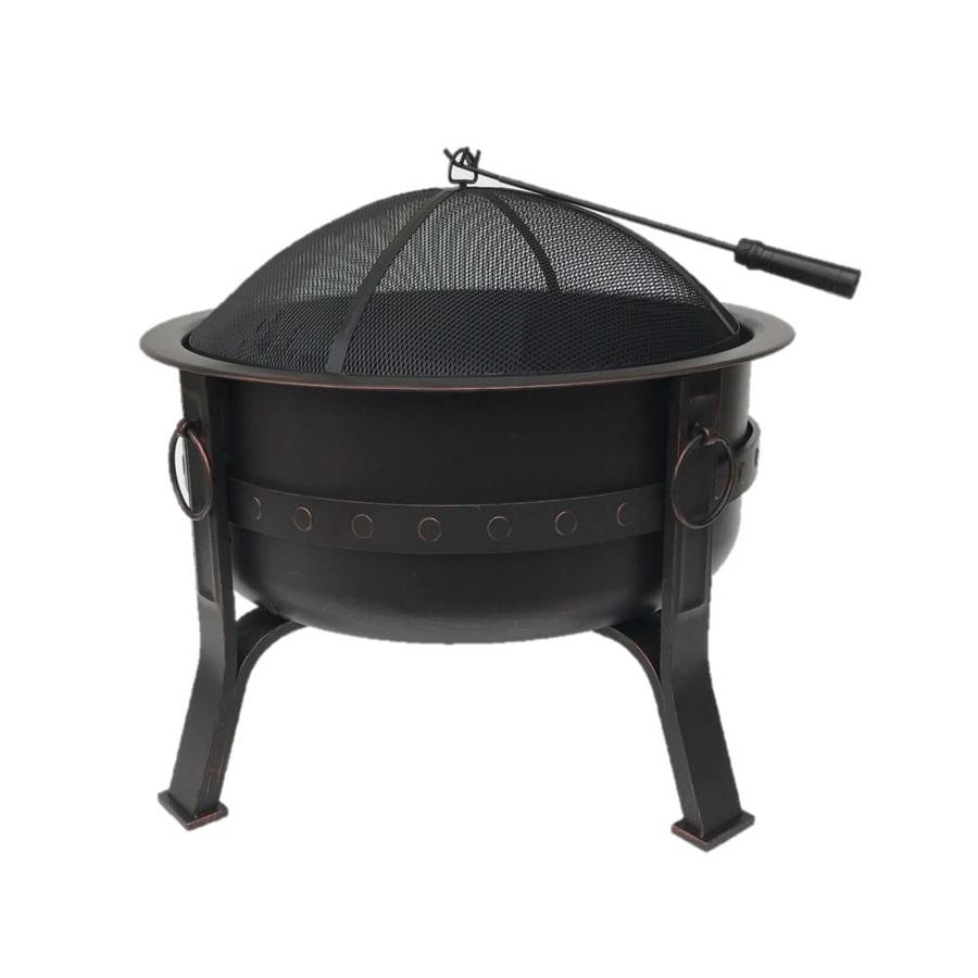 Global Outdoors 32 In W Brushed Bronze Steel Wood Burning Fire Pit