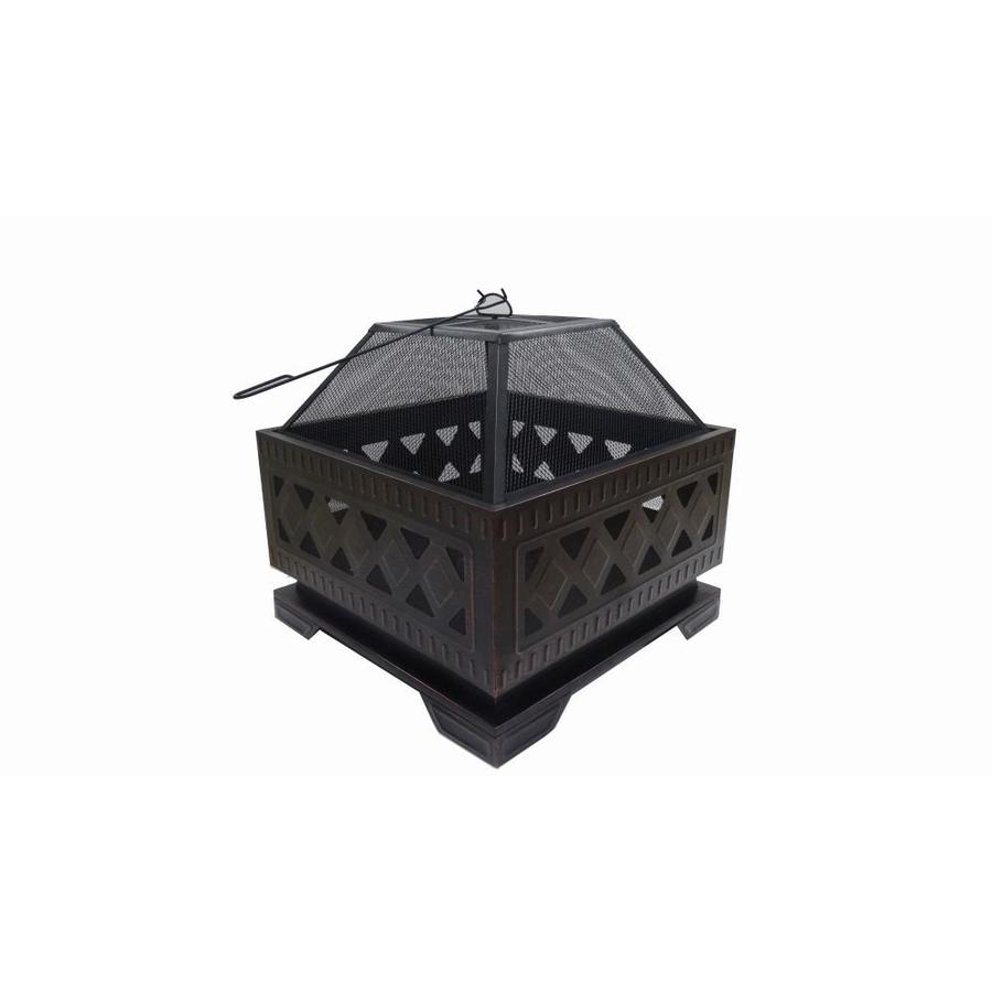 Global Outdoors 25 In W Brushed Bronze Steel Wood Burning Fire Pit