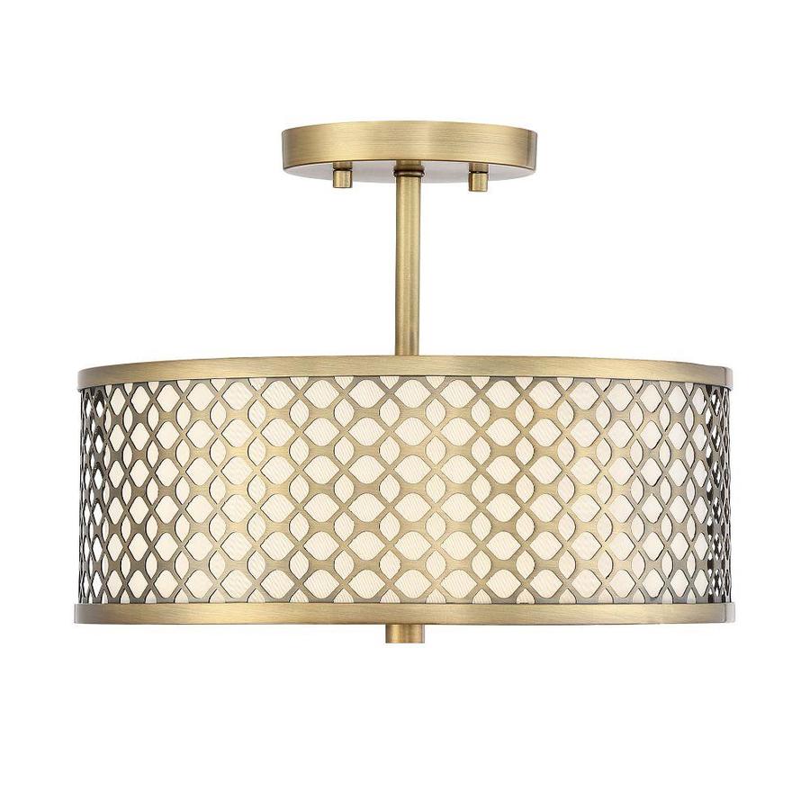 13-in Natural Brass Transitional Incandescent Semi-flush Mount Light