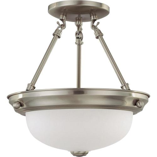 11 38 In Brushed Nickel Transitional Incandescent Semi Flush Mount Light At