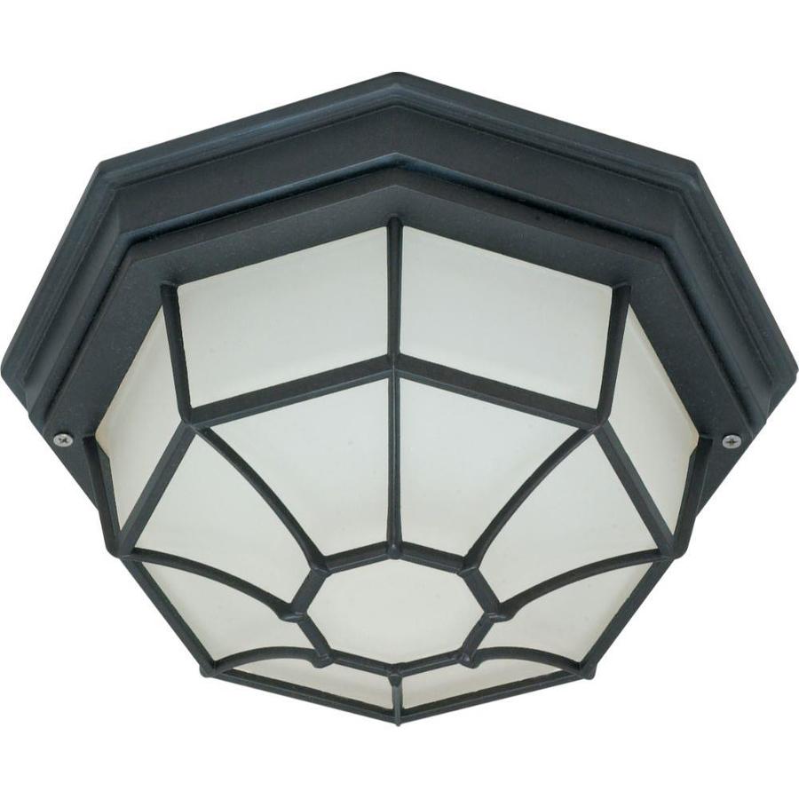 11.38in W Textured Black Outdoor Flush Mount Light in the Outdoor