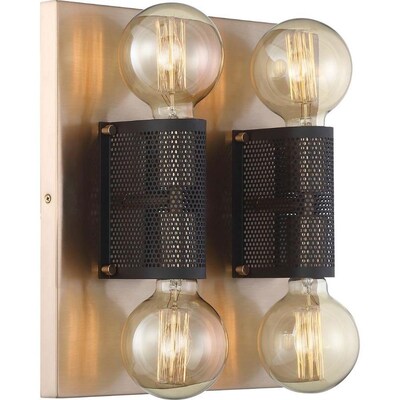 13.25-in Copper Brushed Brass and Black Traditional Incandescent Flush Mount Light 13.25-in Copper Brushed Brass and Black Traditional Incandescent Flush Mount Light