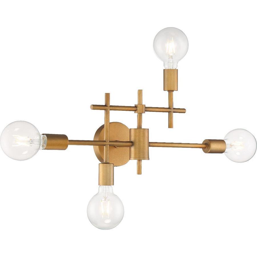 Morauroral 27.6 In. 4-Light Brushed Gold Bathroom Vanity Light With Frosted Glass Square Shades Classic Wall Sconce Wl7202 4 Gd