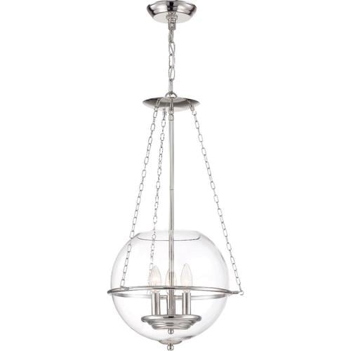 Polished Nickel and Clear Transitional Urn Pendant Light in the Pendant ...