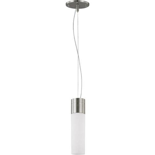 Brushed Nickel Traditional Cylinder LED Pendant Light in the Pendant