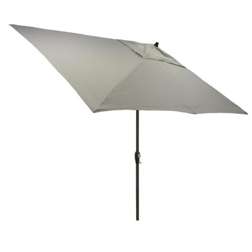 Plantation Patterns 6 5 Ft Rectangular Gray With Black Steel Frame Push Button Tilt Market Patio Umbrella In The Patio Umbrellas Department At Lowes Com