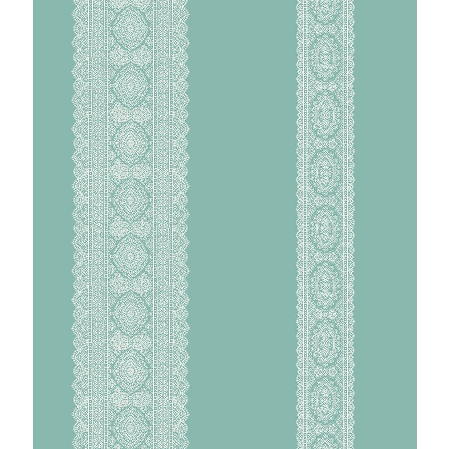 Brewster Wallcovering Kismet 56-sq ft Turquoise Non-Woven Stripes Unpasted Paste the Wall Wallpaper