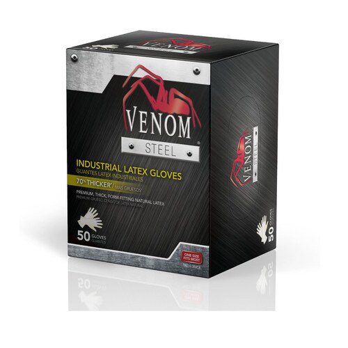 Venom Steel 50Count One Size Fits All Latex Cleaning Gloves in the