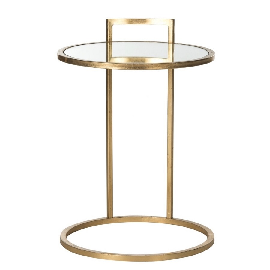 Safavieh Calvin Antique Gold Leaf Glass Modern End Table at