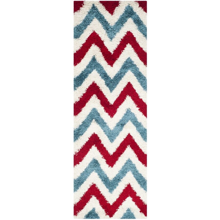 Safavieh Kids Chevrons Shag 2 X 7 Ivory Red Chevron Kids Runner In The Rugs Department At Lowes Com