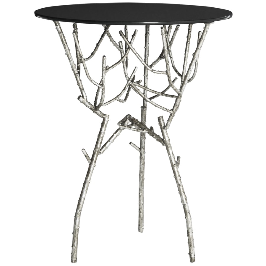 Safavieh Fox Silver Black Glass Top Round End Table At Com Safavieh Fox Silver Black Glass Top Round End Table