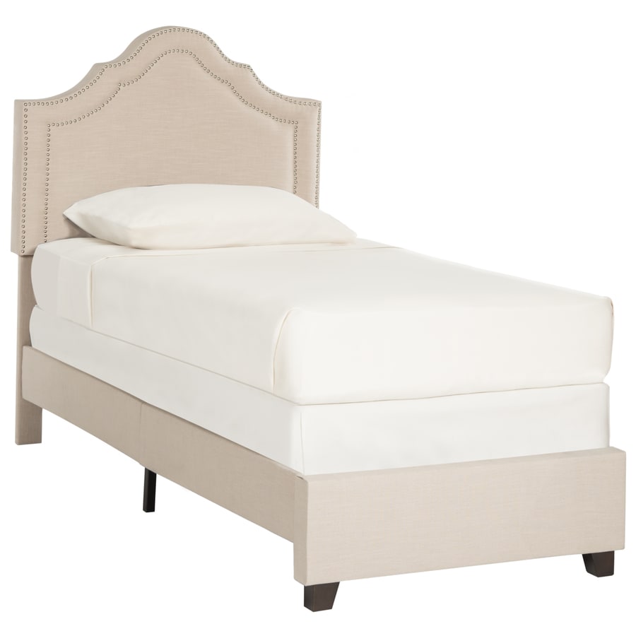 Safavieh Theron Light Beige/Silver Twin Upholstered Bed at Lowes.com