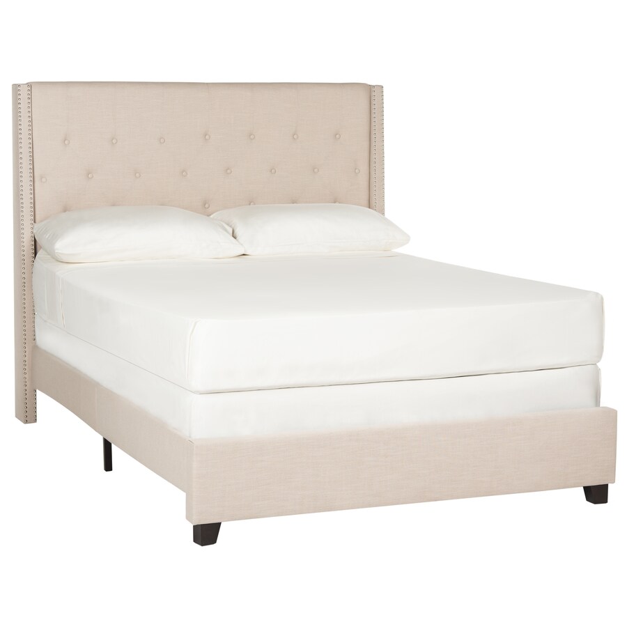 Safavieh Winslet Light Beige Queen Upholstered Bed at