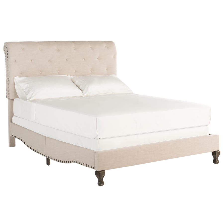 Safavieh Hathaway Beige Full Upholstered Bed at Lowes.com