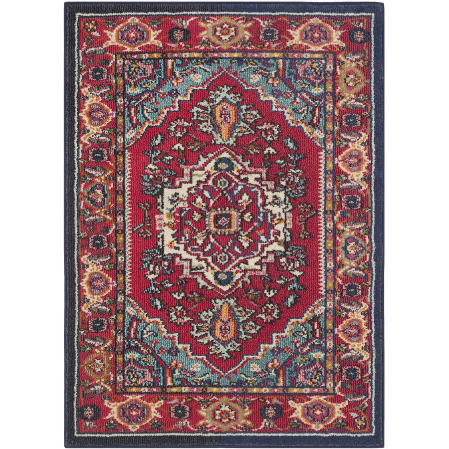 Safavieh Monaco Heritage Red Turquoise Indoor Oriental Throw Safavieh Monaco Heritage Red Turquoise Indoor Oriental Throw Rug Common 3 X 5