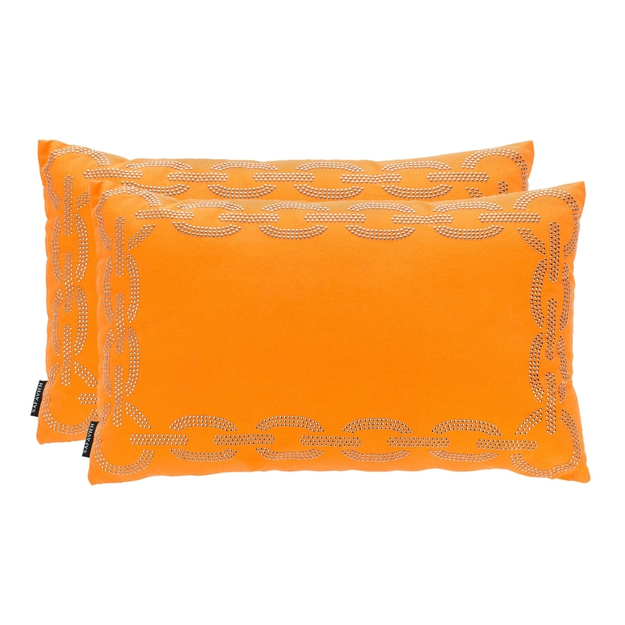 Shop Safavieh Sibine 2-Piece 20-in W x 12-in L Orange Rectangular Indoor Decorative Pillow at ...