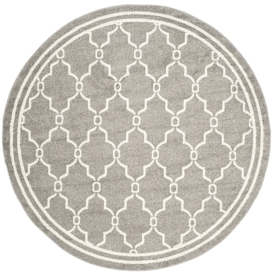 Safavieh Amherst Marion Dark Gray/Beige Round Indoor/Outdoor Machine-Made Area Rug (Common: 5 x 5; Actual: 5-ft dia)