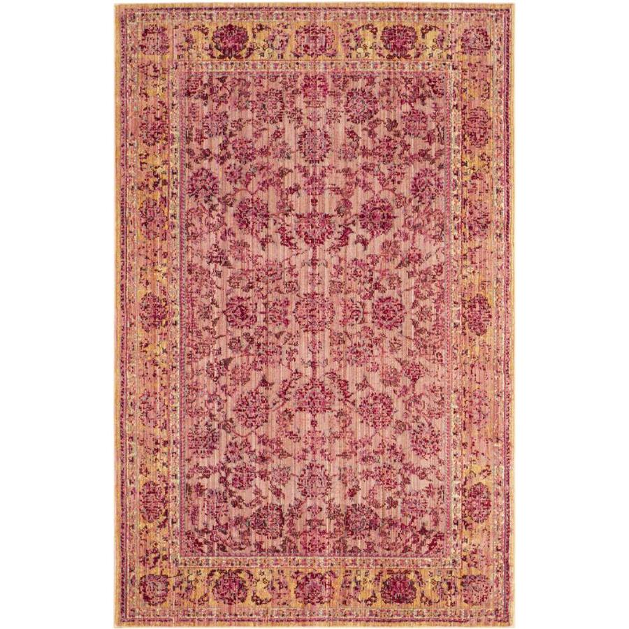 Safavieh Valencia Dinesh Pink Multi Rectangular Indoor Machine Made Safavieh Valencia Dinesh Pink Multi Rectangular Indoor Machine Made Vintage Area Rug Common 4 X 6 Actual Ft W L