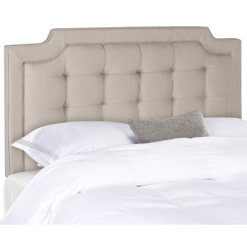 Safavieh Sapphire Taupe King Linen Upholstered Headboard in the