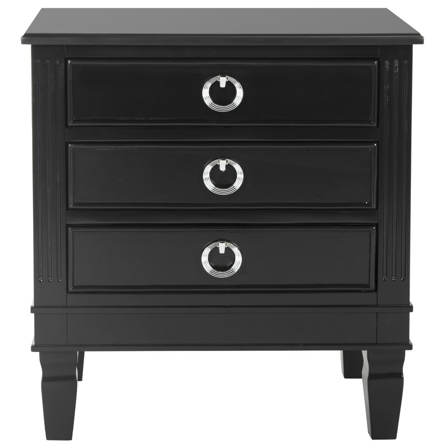 Safavieh Kira Black Rubberwood Nightstand in the Nightstands department