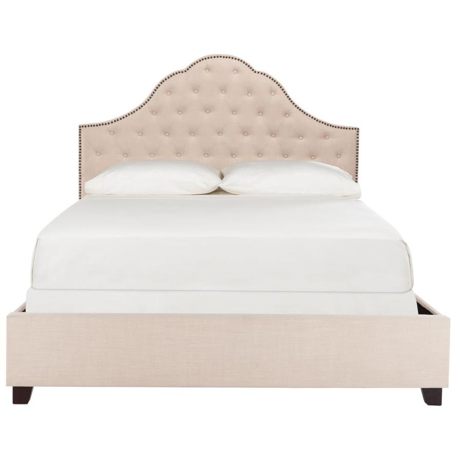 Safavieh Beckham Beige Queen Upholstered Bed in the Beds department at ...