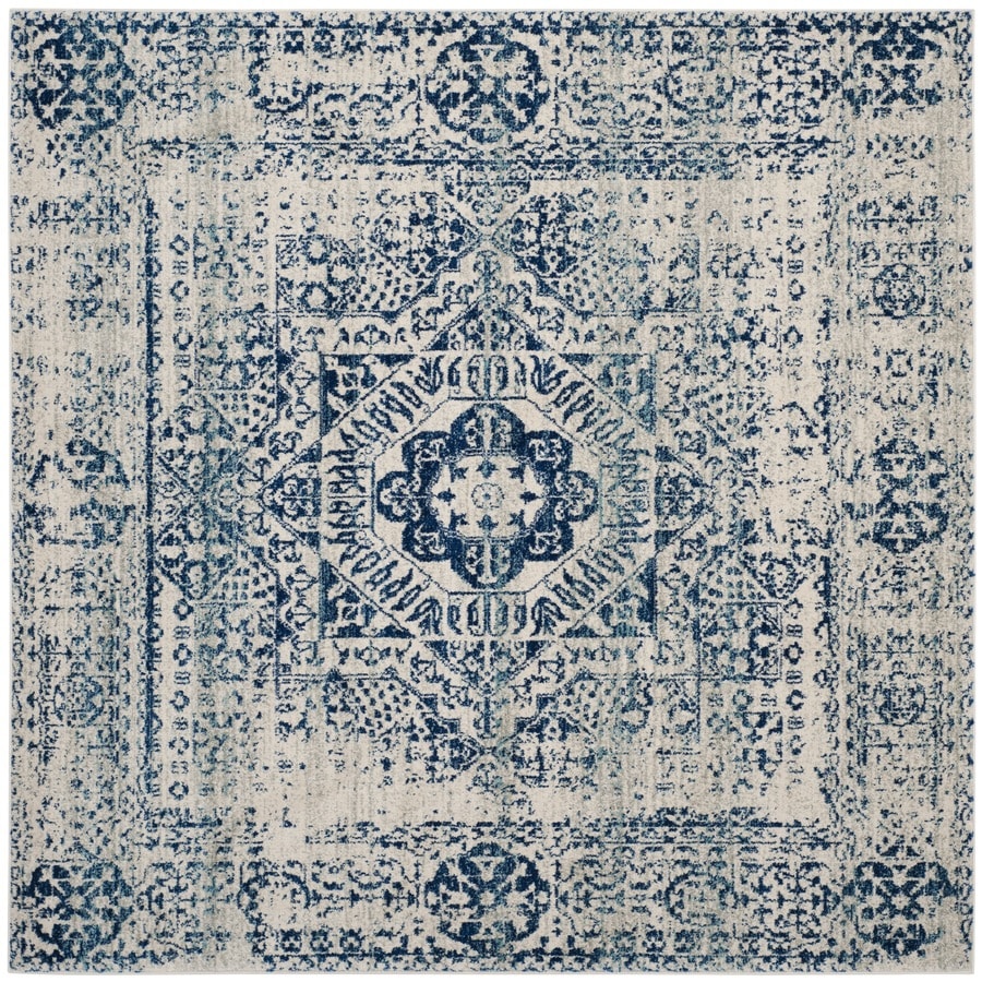 Safavieh Evoke Apipe Ivory Blue Square Indoor Oriental Area Rug Safavieh Evoke Apipe Ivory Blue Square Indoor Oriental Area Rug Common 7 X