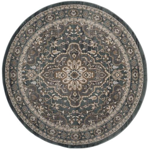 Safavieh Lyndhurst Shiraz 7 x 7 Teal/Gray Round Indoor Floral/Botanical ...