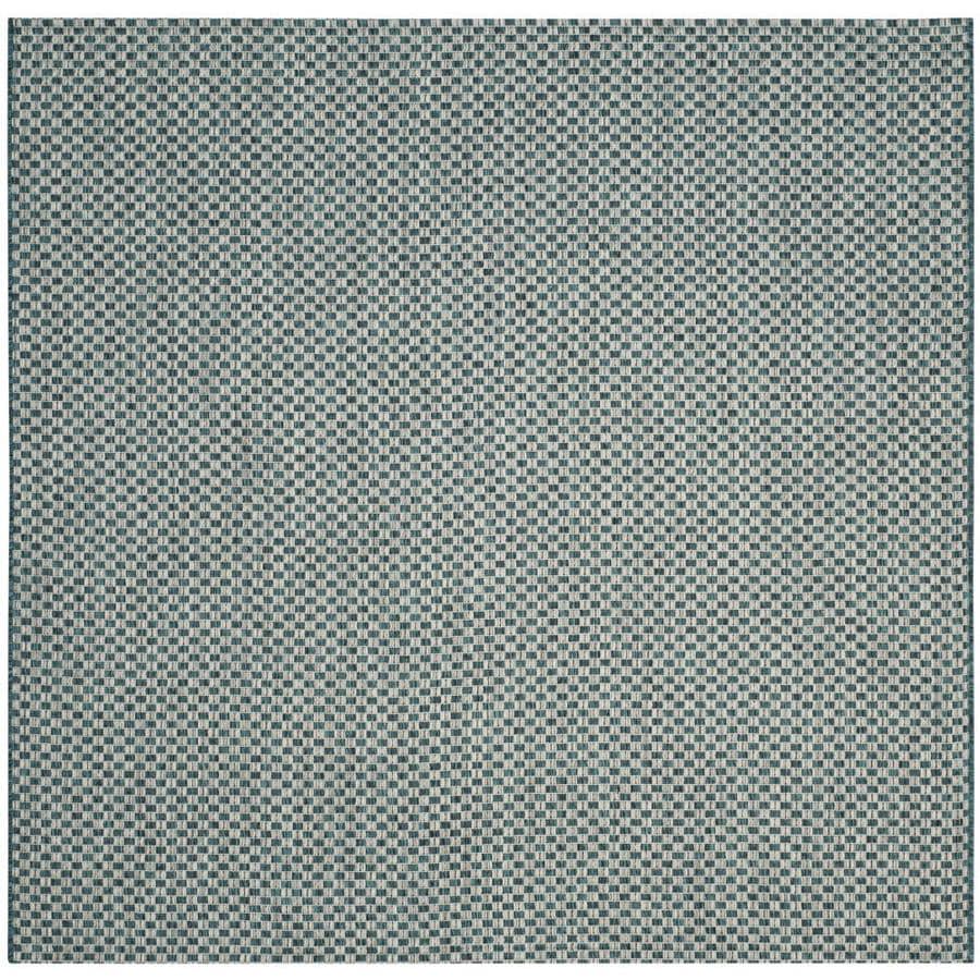 Safavieh Courtyard Salvador Turquoise Light Gray Square Indoor Safavieh Courtyard Salvador Turquoise Light Gray Square Indoor Outdoor Coastal Area Rug Common