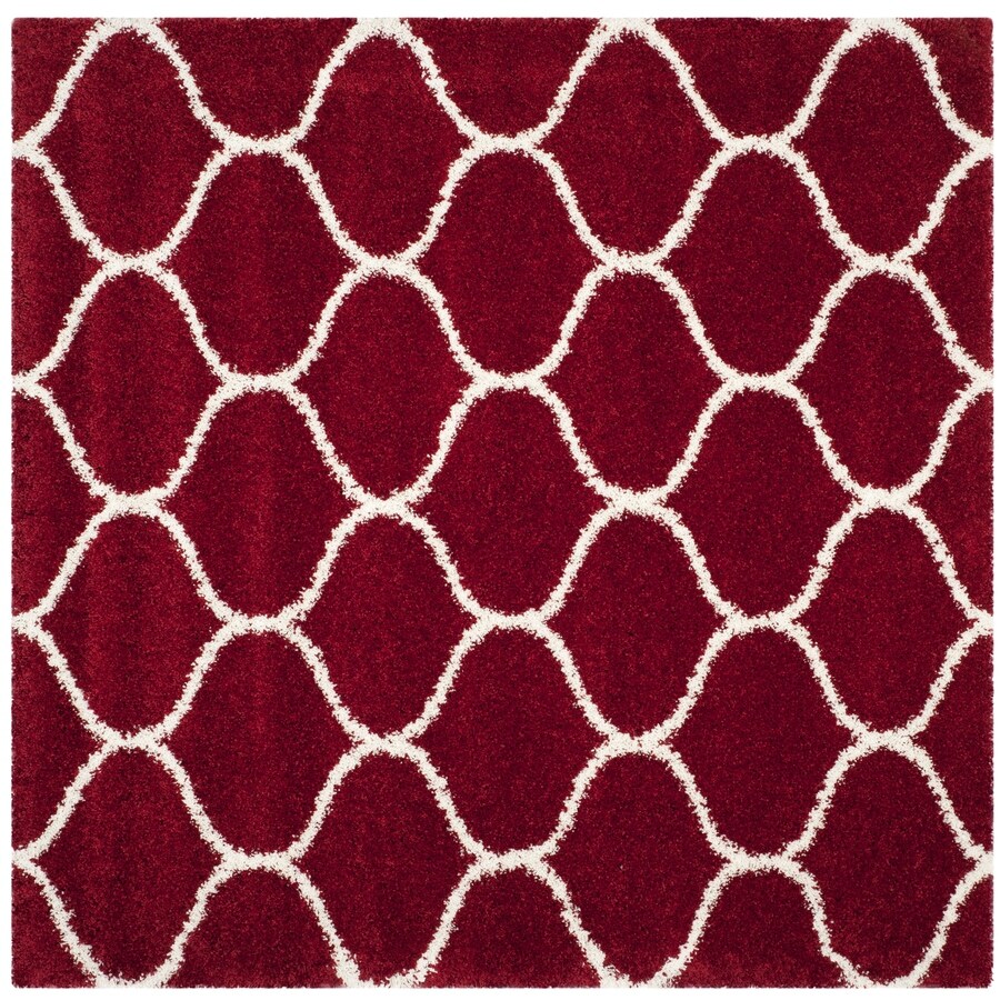 Safavieh Hudson Hathaway Shag Red/Ivory Square Indoor Machine-Made Area Rug