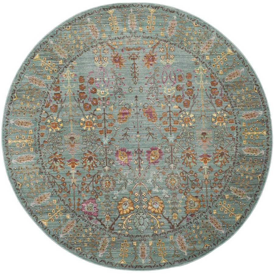 Safavieh Valencia Odessa 7 X 7 Steel Blue Round Floral Botanical Global Area Rug In The Rugs Department At Lowes Com